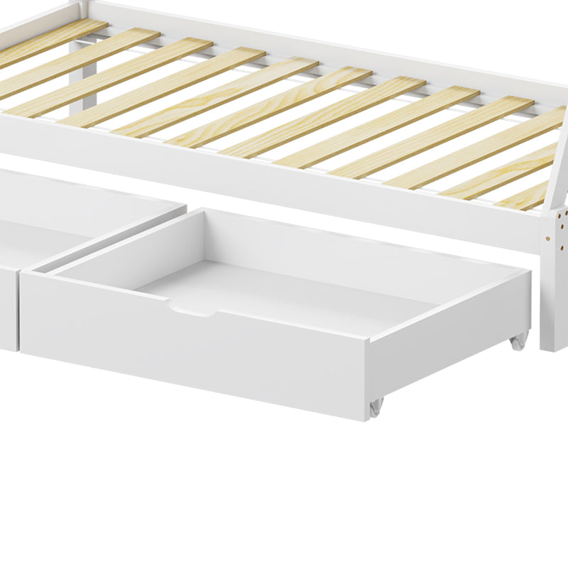 Детско легло Lalitto с място за съхранение в стил Монтесори борово дърво в бял нюанс  за матрак 90x190см