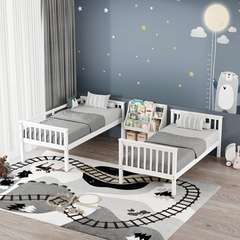 Детско двуетажно легло Nani борово дърво в бял нюанс за матрак  90x190см