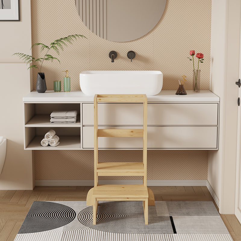 Учебна кула за деца chiquel монтесори стил дърво в естествен цвят 45.7x51x90см