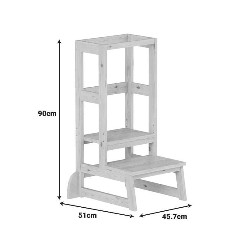 Учебна кула за деца chiquel монтесори стил дърво в естествен цвят 45.7x51x90см