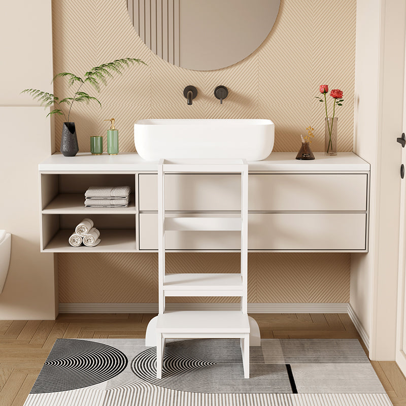 Учебна кула за деца chiquel монтесори стил дърво в бял цвят 45.7x51x90см