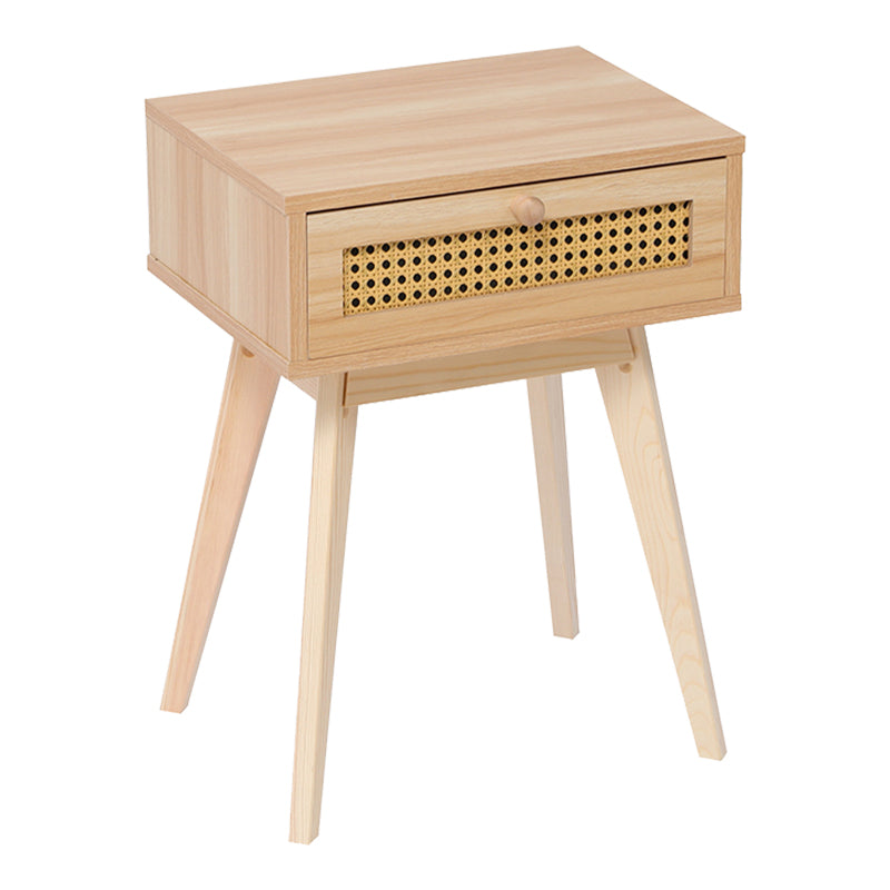 Нощно шкафче scandy d, борово дърво-ратан, в естествен цвят 48x36x55см