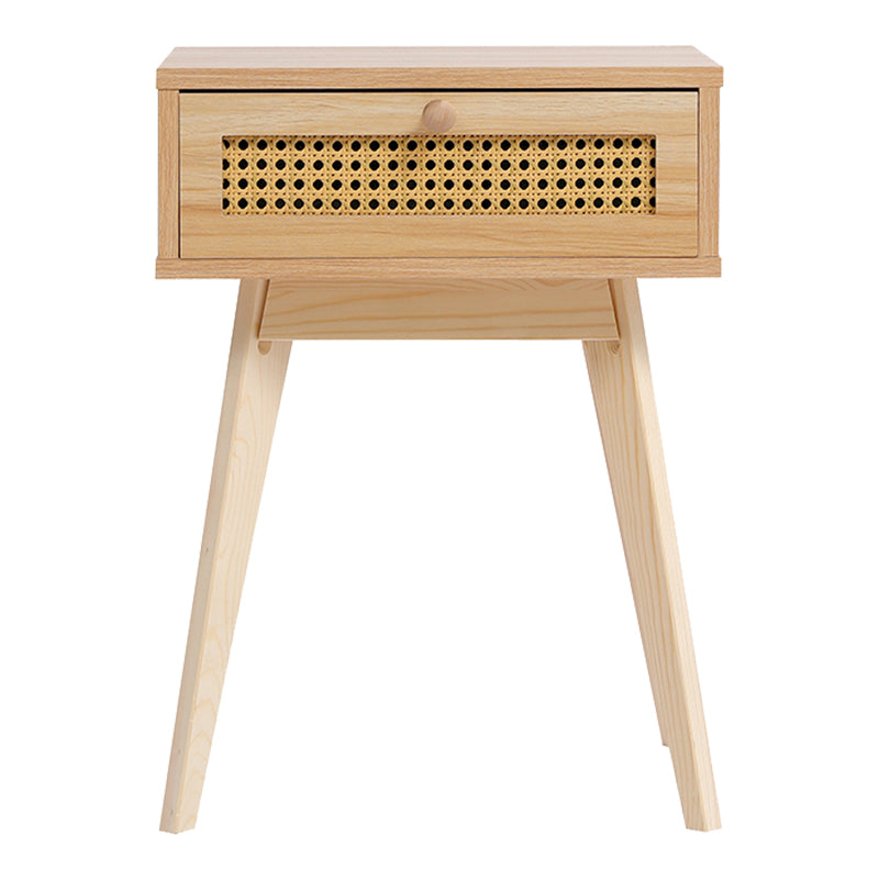 Нощно шкафче scandy d, борово дърво-ратан, в естествен цвят 48x36x55см
