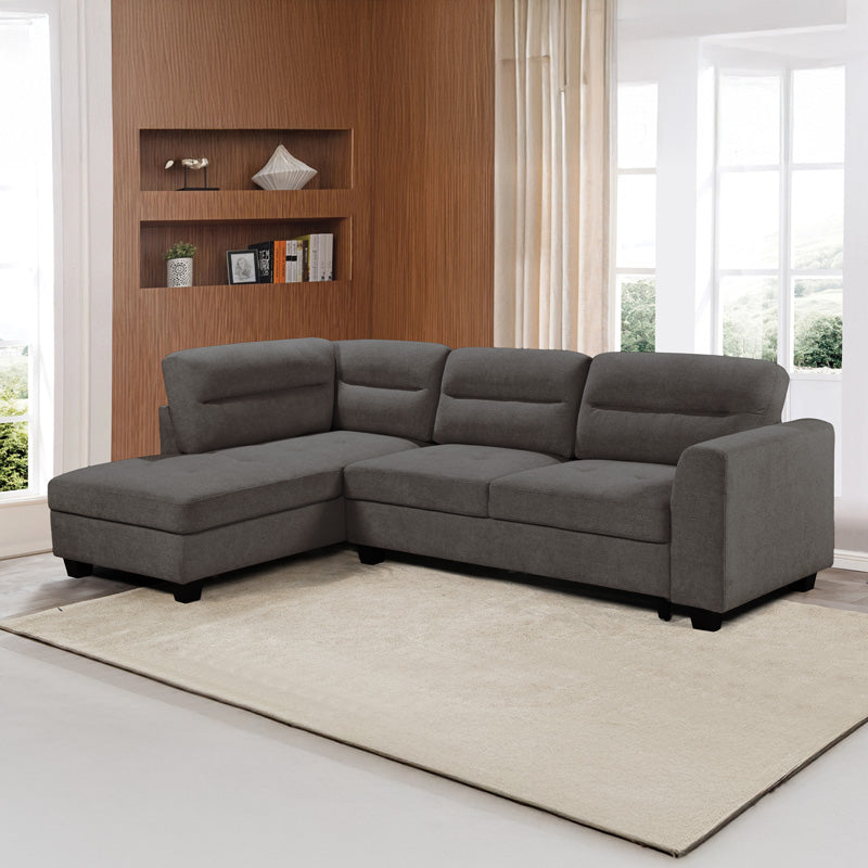 Ъглов диван десен ъглов Camile тъмносив дамаска 270x174x95см