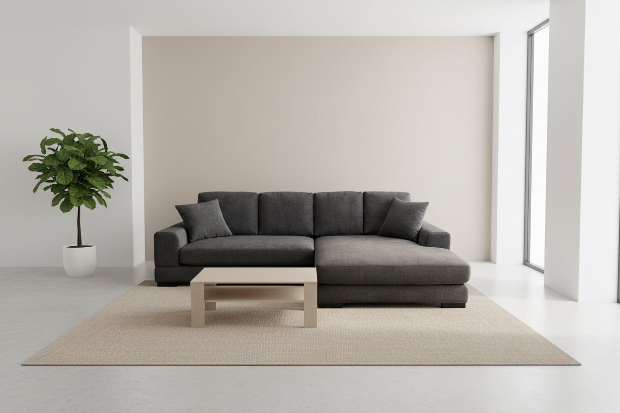 Обръщащ се диван CORNERDO плат в тъмно сив цвят 265x175x85см