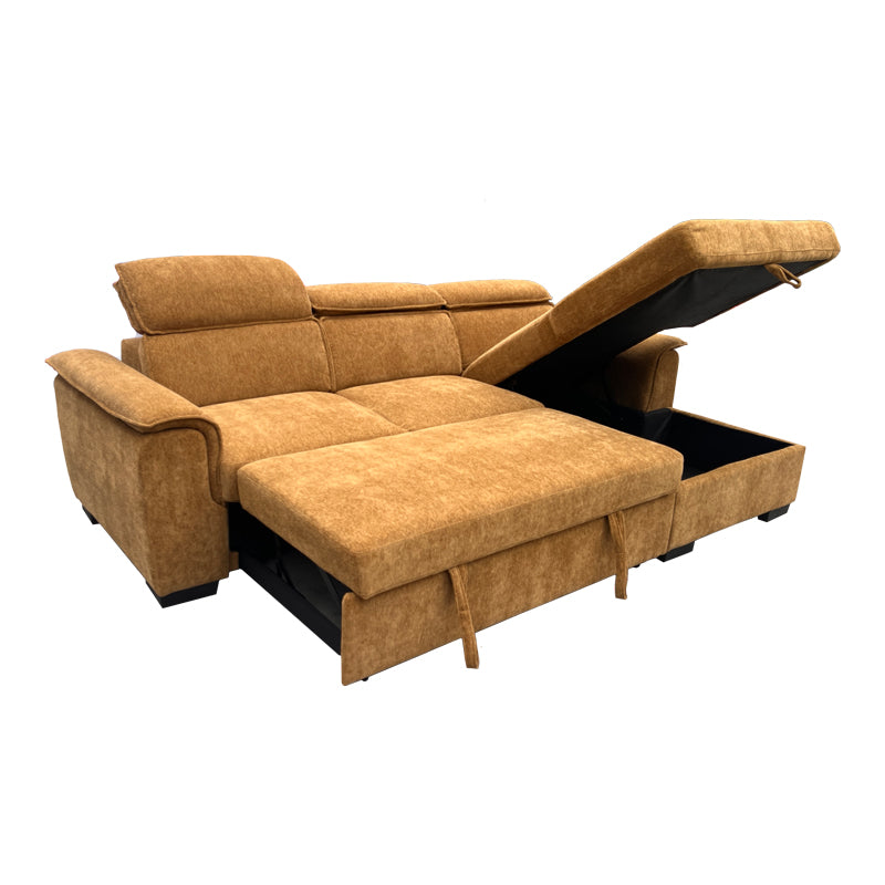 Ляв ъглов разтегателен диван lemance camel плат 251x168x82см