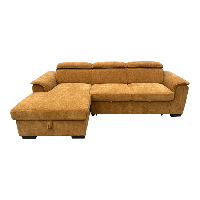 Десен ъглов разтегателен диван lemance camel плат 251x168x82см