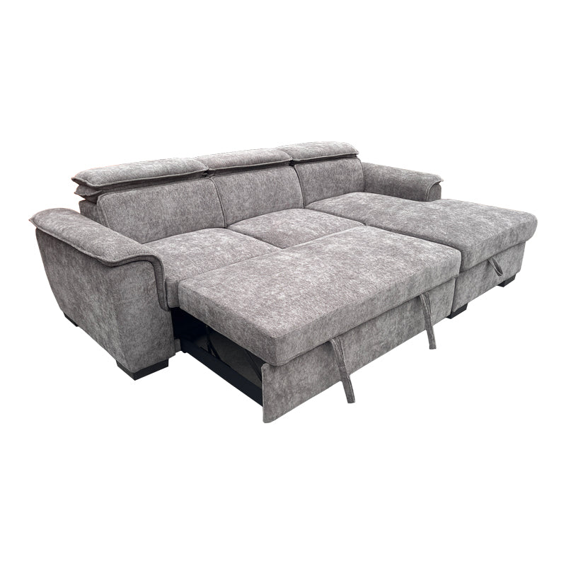 Ляв ъглов разтегателен диван lemance сив плат 251x168x82см