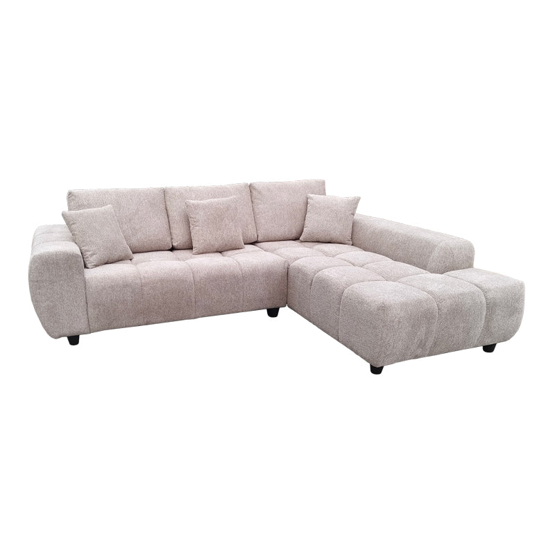 Ляв ъглов диван LONDE сив бежов плат 273x211x92см