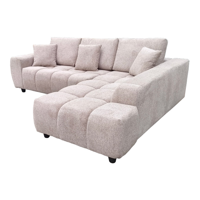 Ляв ъглов диван LONDE сив бежов плат 273x211x92см