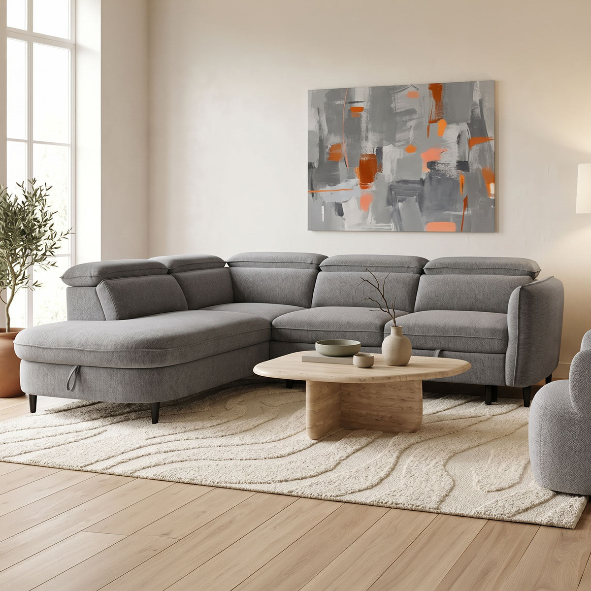 Десен ъглов диван NAPIA плат антрацит 249x210x98см
