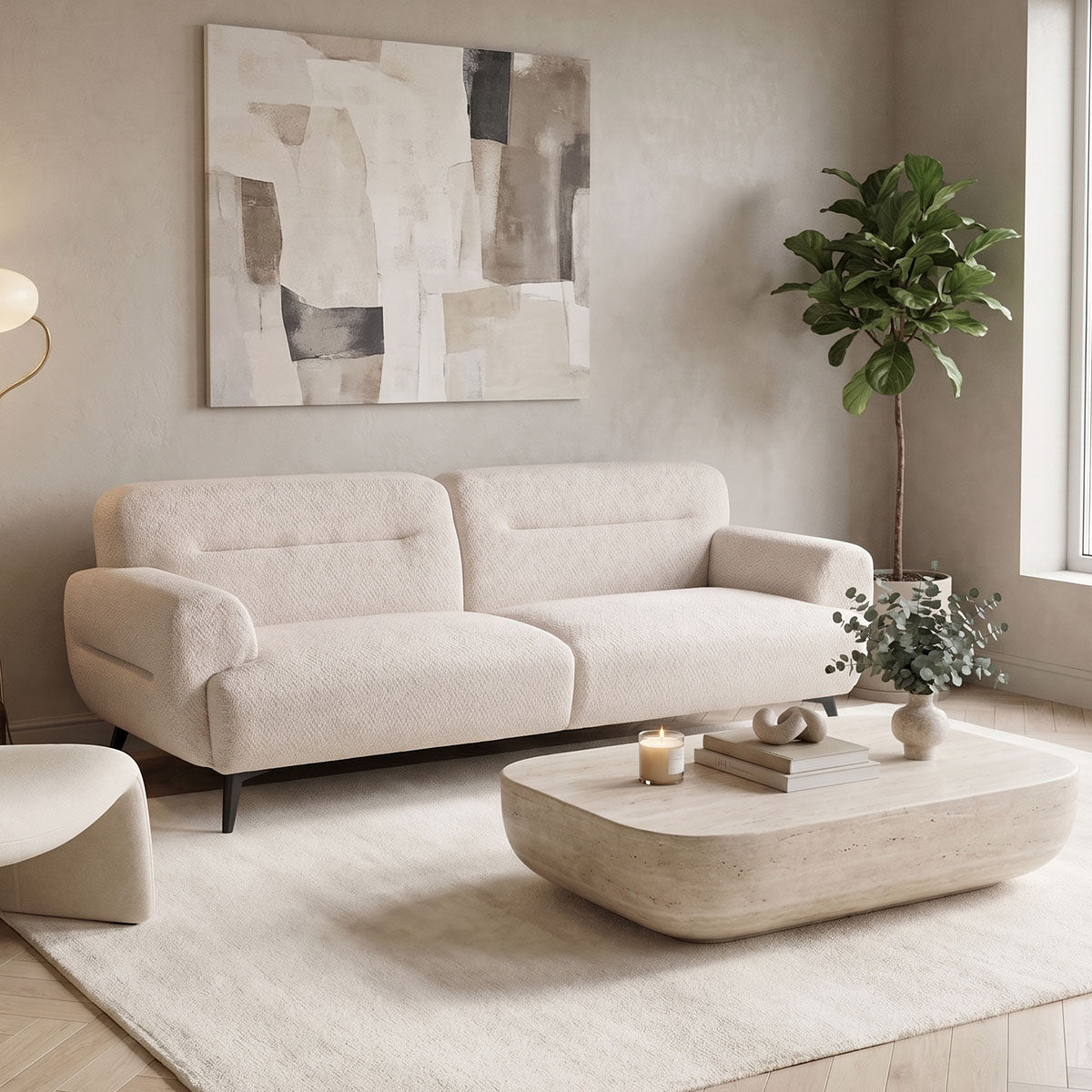 3-местен диван anbola екрю плат 213x87x80см