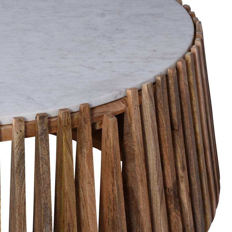 Холна маса Mable от мангово дърво в естествен цвят и мраморна повърхност, размери 120x45 см