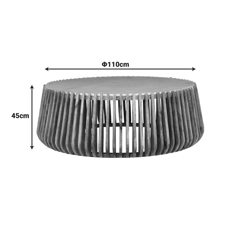 Холна маса Mable от мангово дърво в естествен цвят и мраморна повърхност, размери 120x45 см