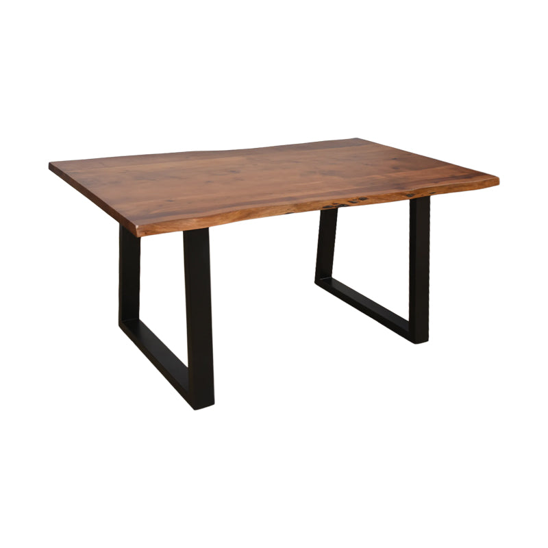 Miles table solid acacia wood thickness 3.7-4cm in walnut shade with black metal legs 140x80x76cm