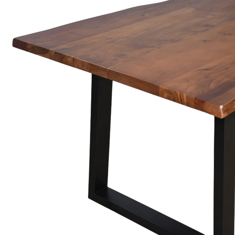 Miles table solid acacia wood thickness 3.7-4cm in walnut shade with black metal legs 140x80x76cm
