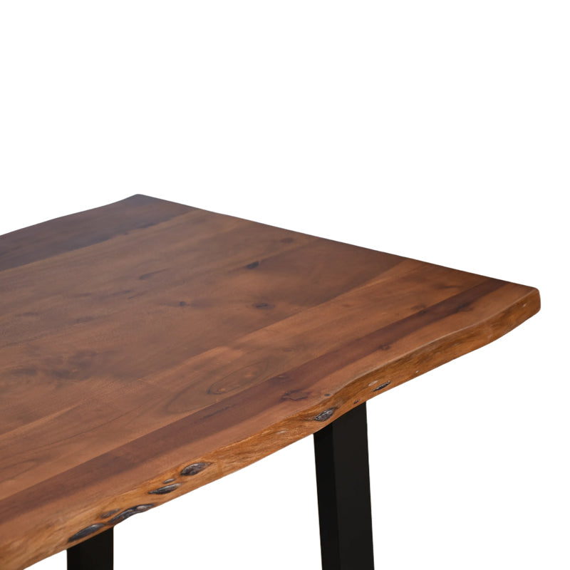 Miles table solid acacia wood thickness 3.7-4cm in walnut shade with black metal legs 140x80x76cm