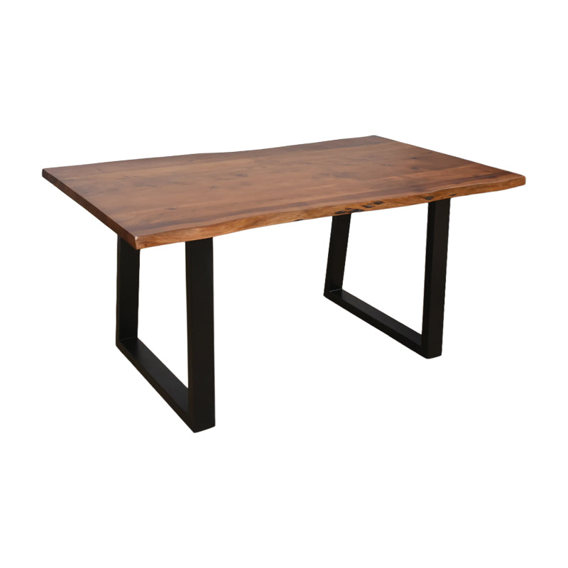 Miles table solid acacia wood thickness 3.7-4cm in walnut color with black metal legs 160x90x76cm