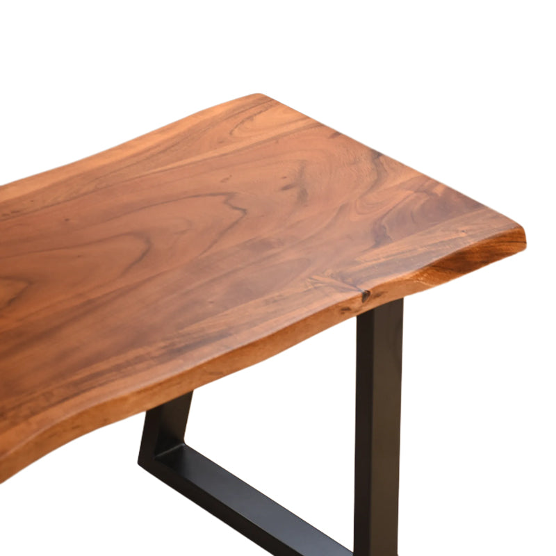 Пейка miles slim от масивна акациева дървесина в цвят орех с черни метални крака 160x40x45см