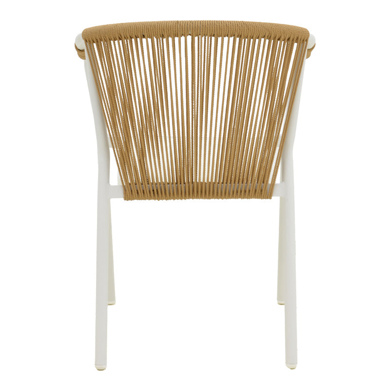 Алуминиев фотьойл Convince стифиращ се с бяла рамка-текстилен-пе ратан в естествен нюанс 56x63x82см