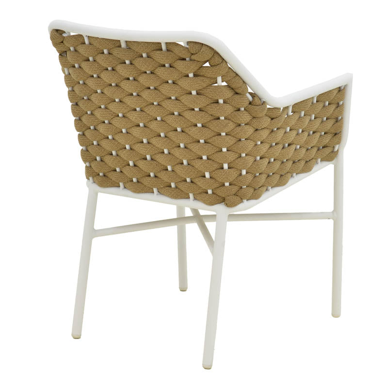 Стифиращ се алуминиев фотьойл Ortegia с бяла рамка-каки въже 57x62x82см