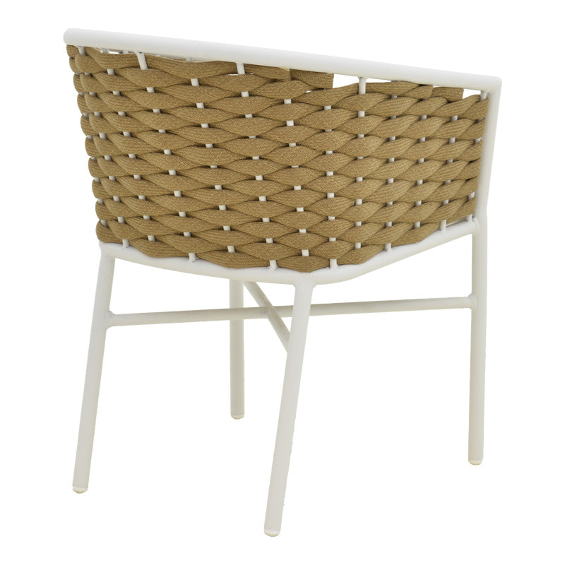 Алуминиев фотьойл Noevo стифиращ се с бяла рамка-естествено въже 57x62x77см