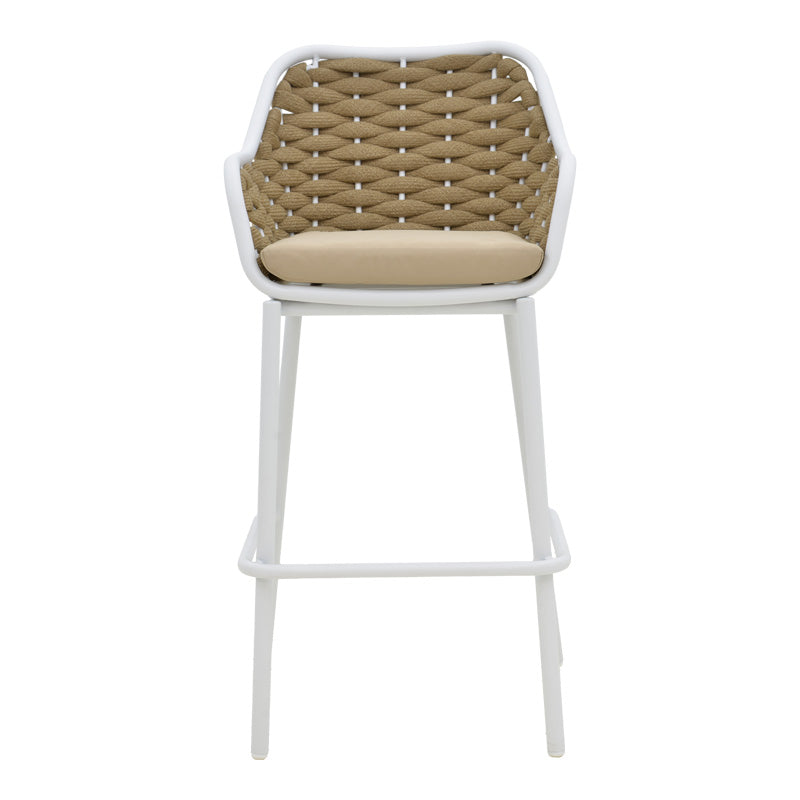 Алуминиев бар стол Zuki  стифиращ с бяла рамка и възглавница 55x54x109см