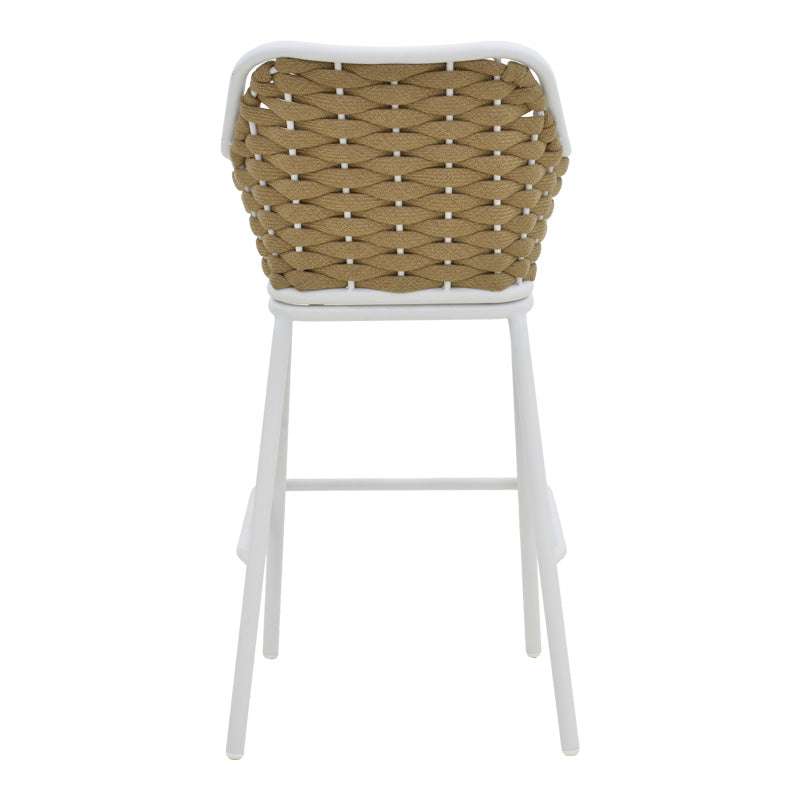 Алуминиев бар стол Zuki  стифиращ с бяла рамка и възглавница 55x54x109см