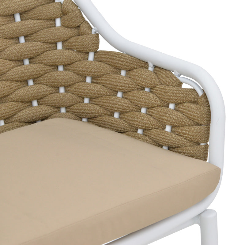 Алуминиев бар стол Zuki  стифиращ с бяла рамка и възглавница 55x54x109см