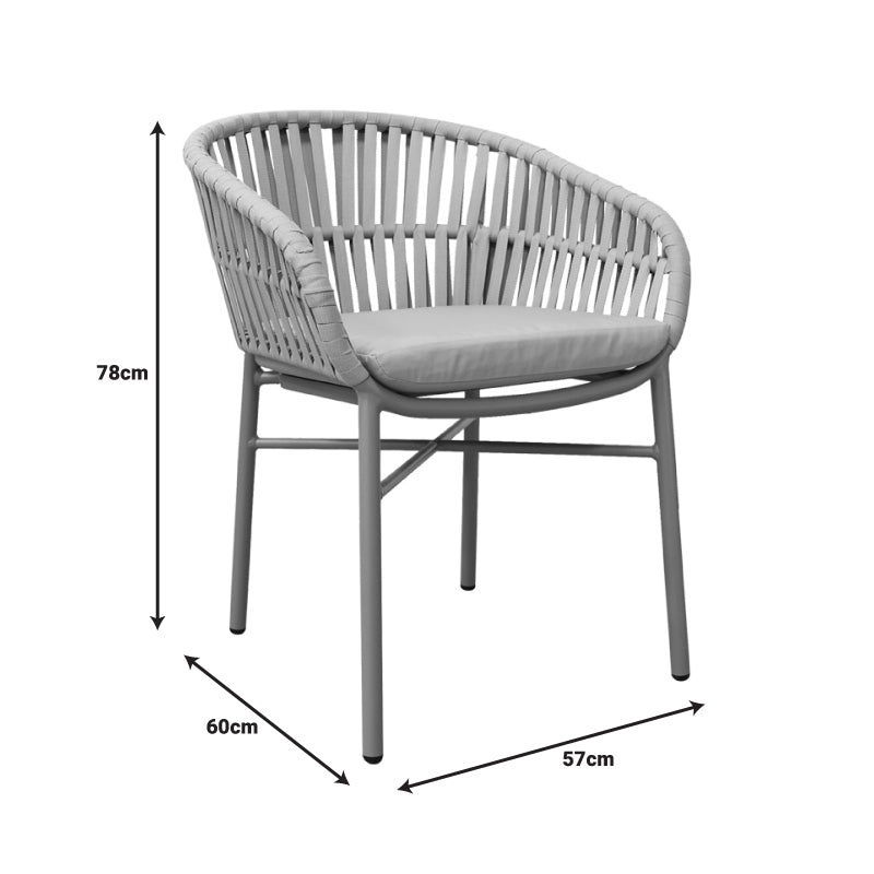 Стифиращ се фотьойл Frama от алуминиево въже в кафяв нюанс и възглавница 57x60x78 см