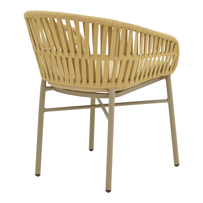 Стифиращ се фотьойл Frama от алуминиево въже в кафяв нюанс и възглавница 57x60x78 см