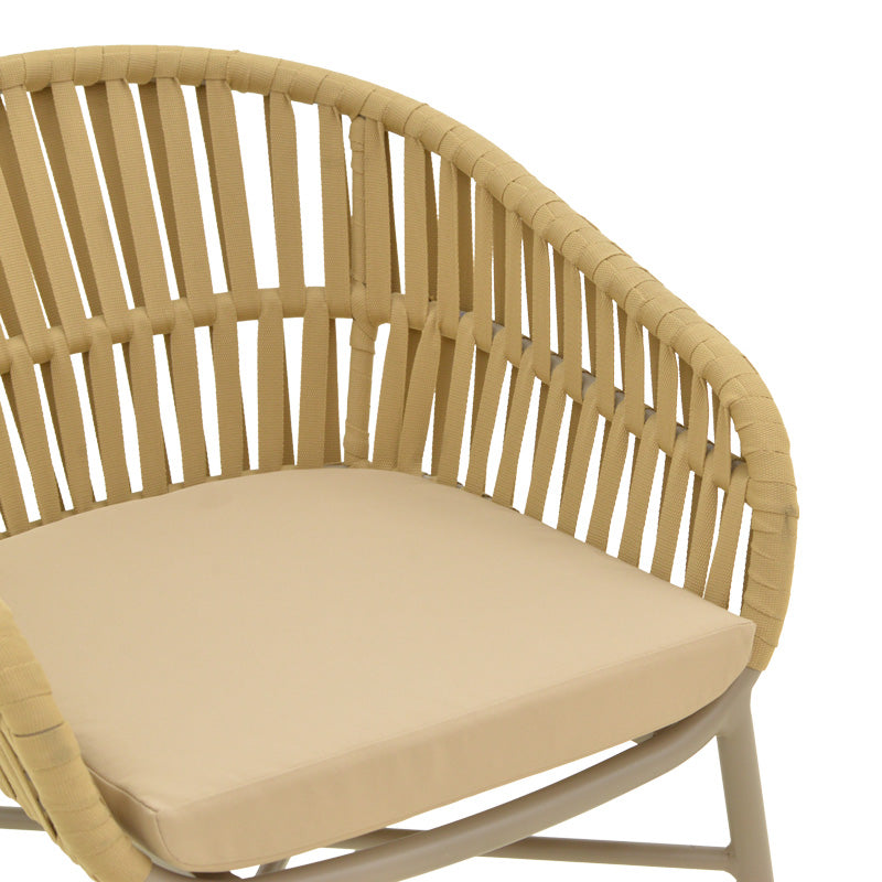 Стифиращ се фотьойл Frama от алуминиево въже в кафяв нюанс и възглавница 57x60x78 см