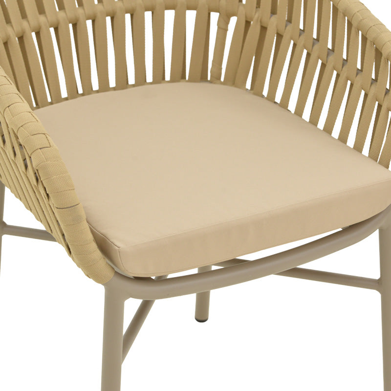 Стифиращ се фотьойл Frama от алуминиево въже в кафяв нюанс и възглавница 57x60x78 см