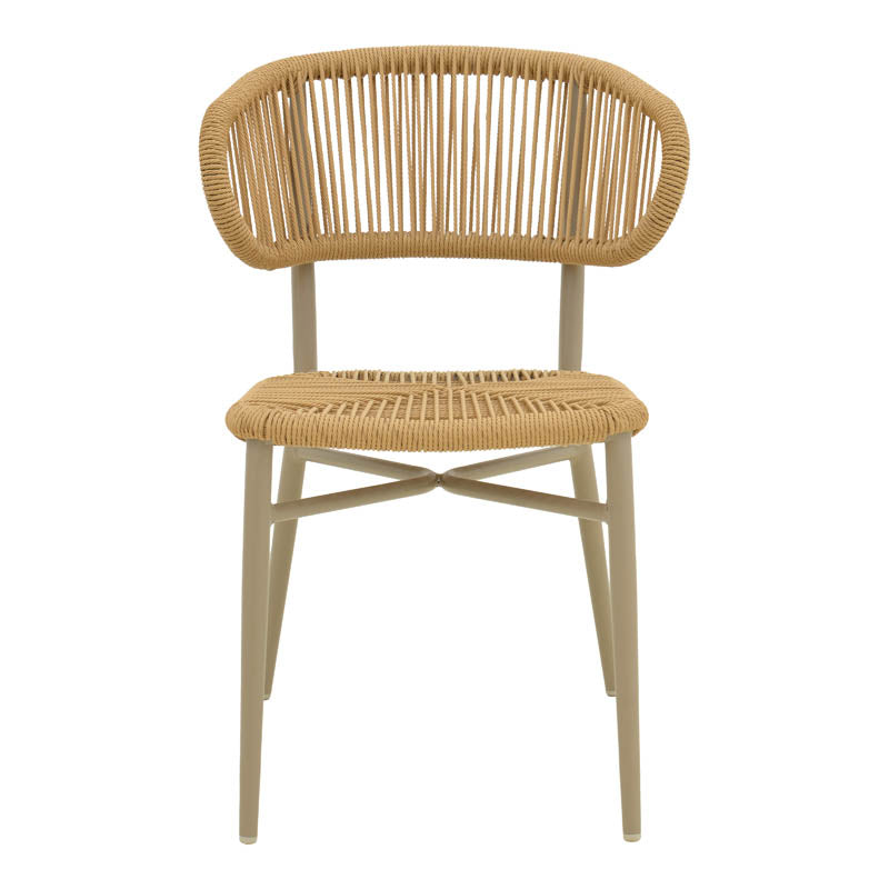 Градински стол AGUS алуминий/ратан стифиращ се в кафяв нюанс 55x63x77см