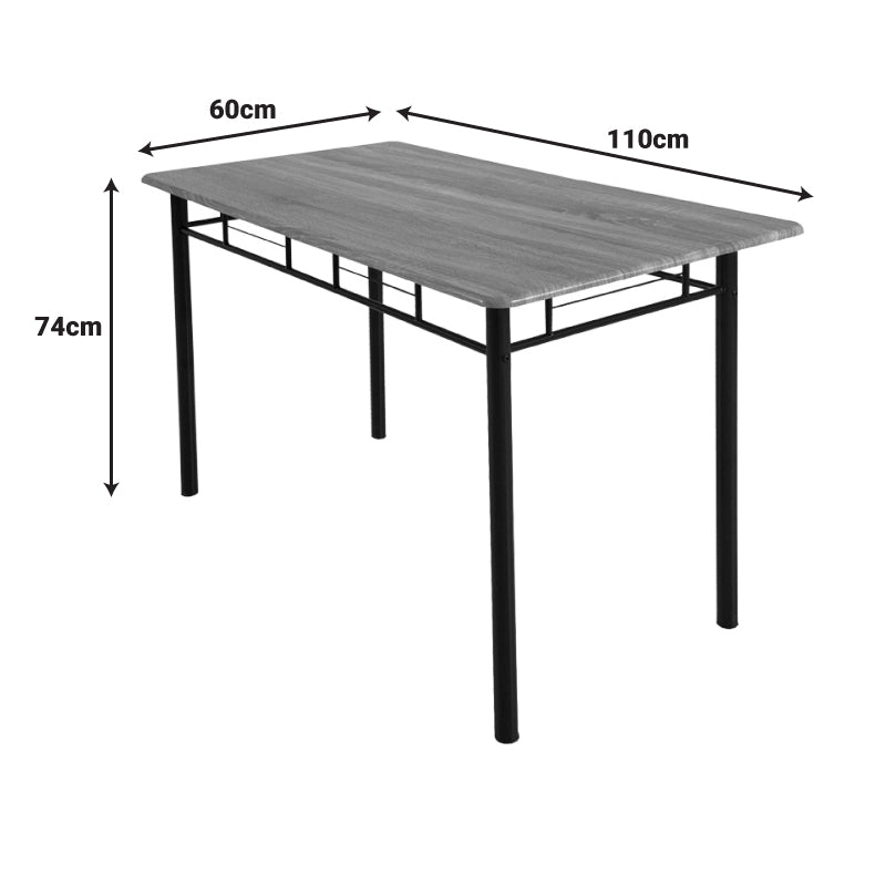 Трапезна маса Reforia комплект от 5 бр мдф в сив нюанс с черни метални крака 110x60x74см