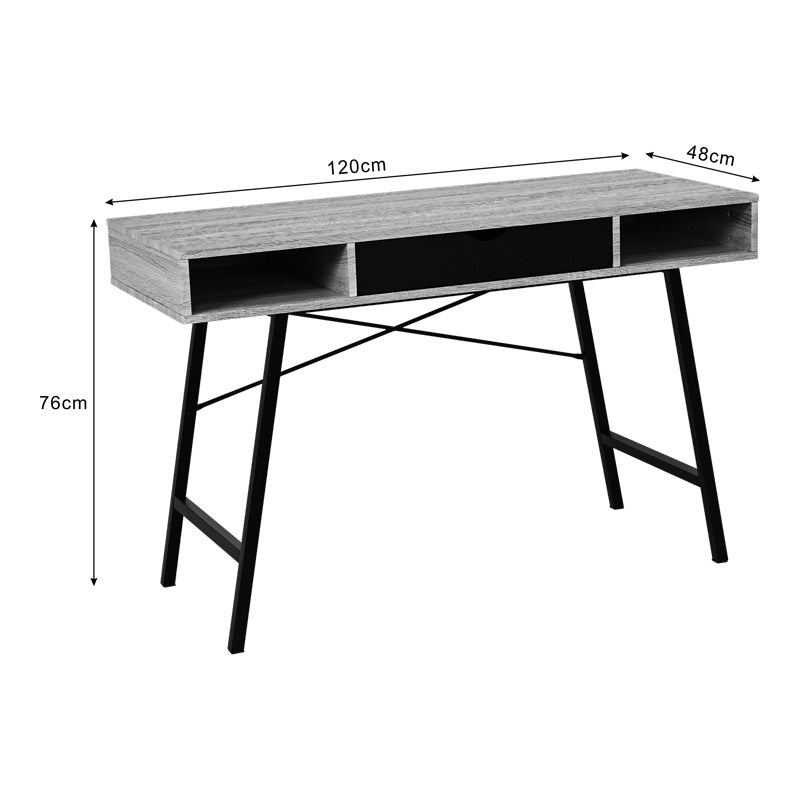 Офис бюро Yamin в цвят дъб с черни метални крака 120x48x76см