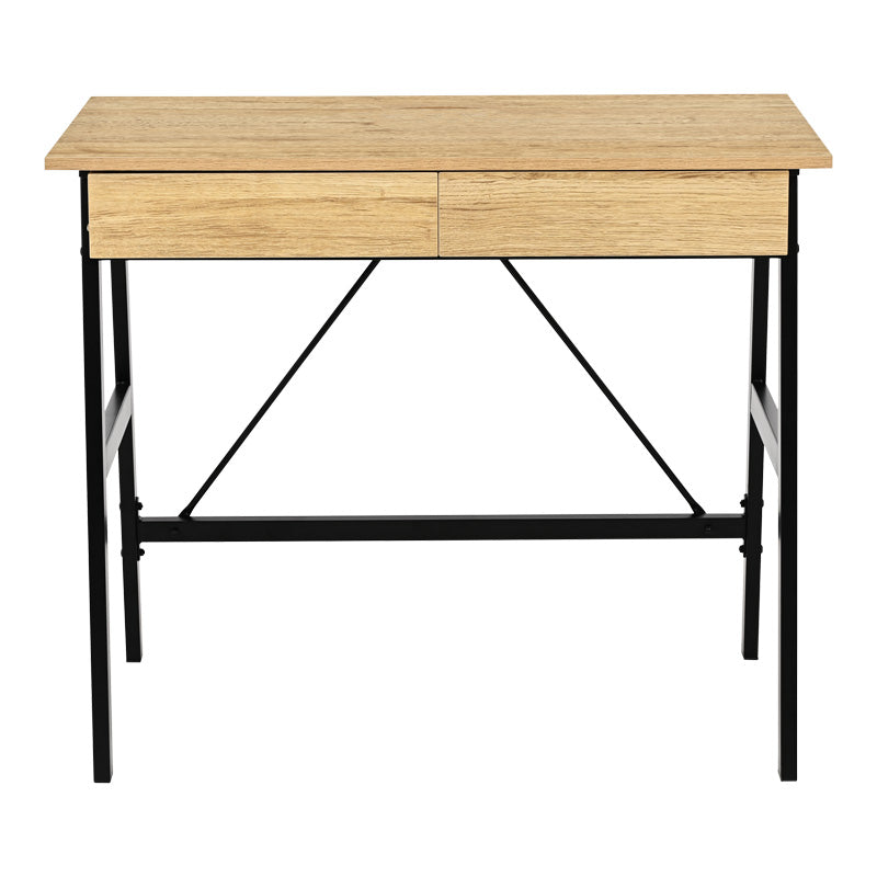 Офис бюро с чекмеджета Lione в цвят дъб с черни метални крака 90x50x75см