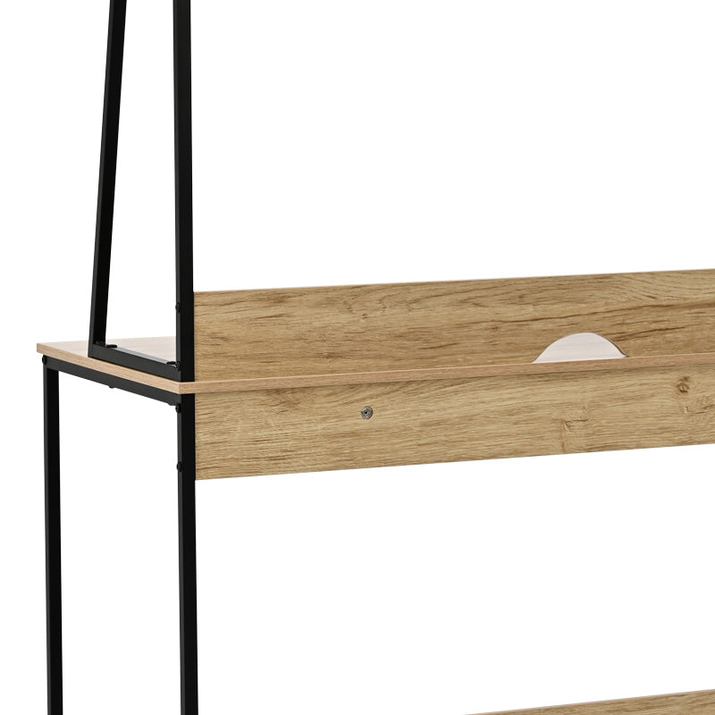 Офис бюро с рафт Herbey в цвят дъб с черен метален крак 100x48x139см