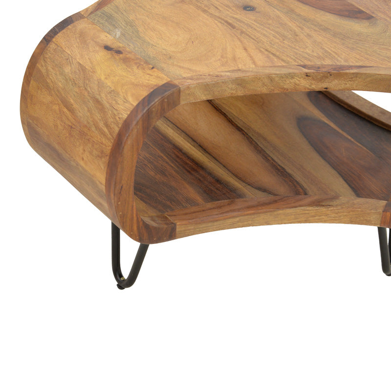 Маса Merck масивно дърво  цвят орех с черни метални крака d55x38cм