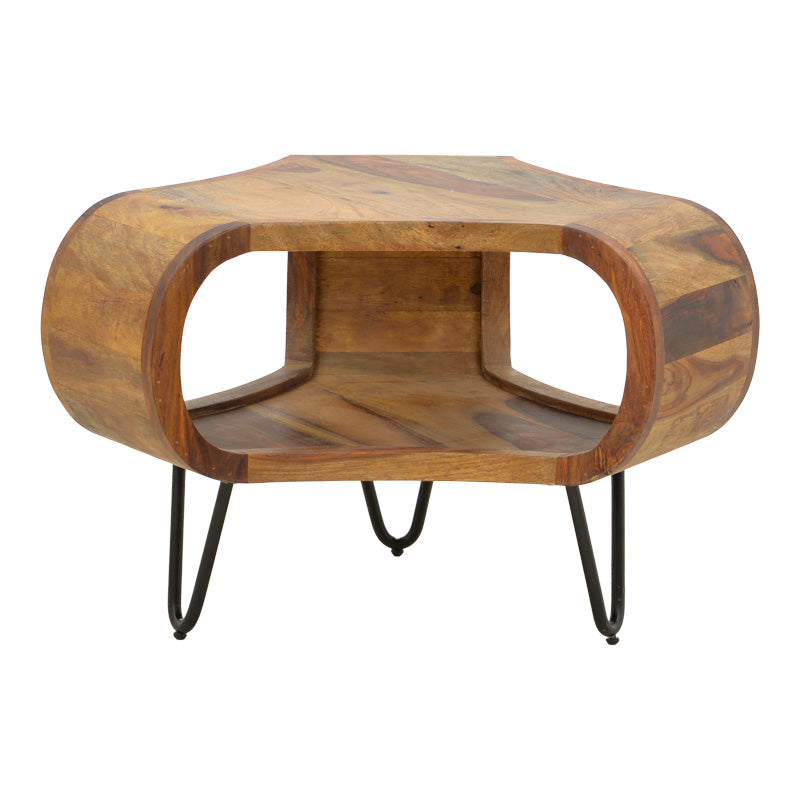 Маса Merck масивно дърво  цвят орех с черни метални крака d55x38cм