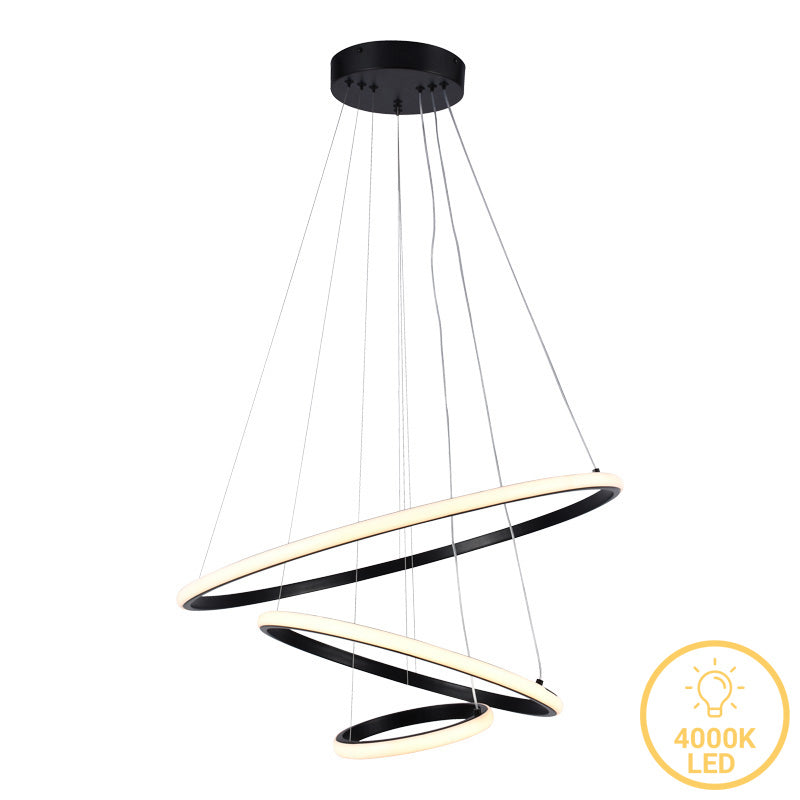 3-плафонична led лампа Pelia метал в черен цвят d60x40см