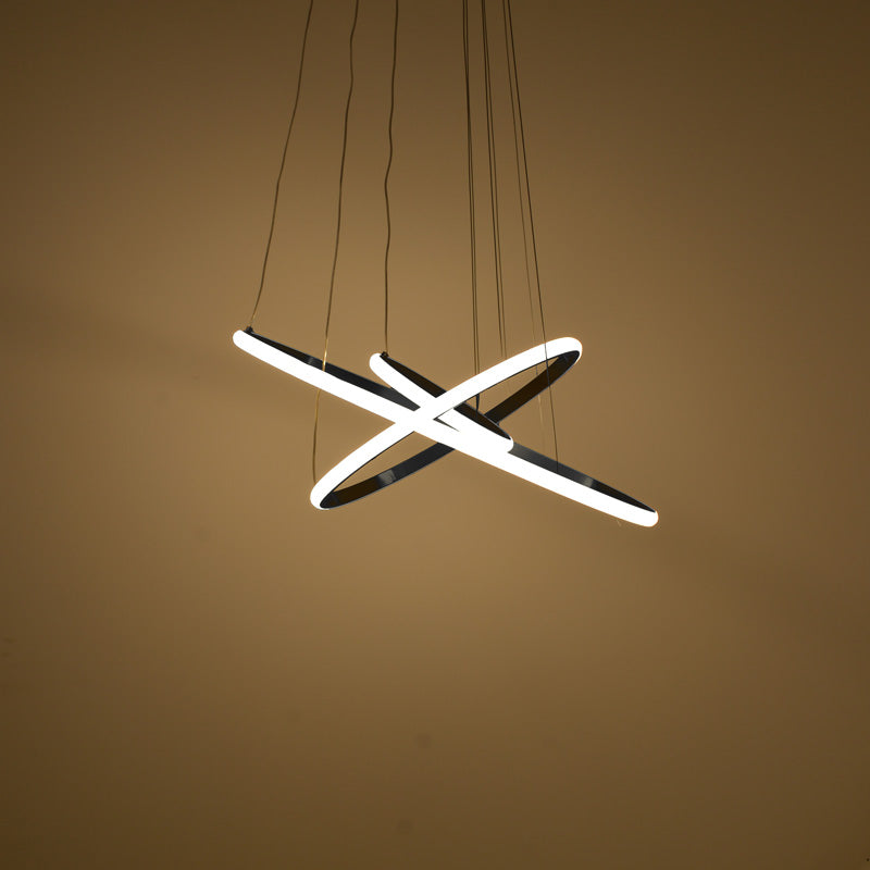 3-плафонична led лампа Pelia метал в черен цвят d60x40см