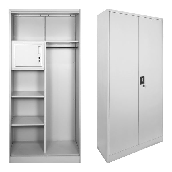 Mетален шкаф Zogi с преграда в светло сив цвят 90x45x180см