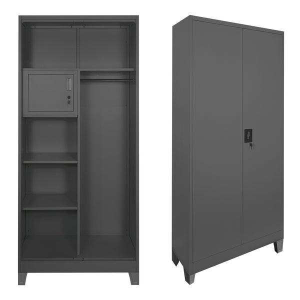 Метален шкаф ZOGI с преграда в антрацитен цвят 90x45x190см