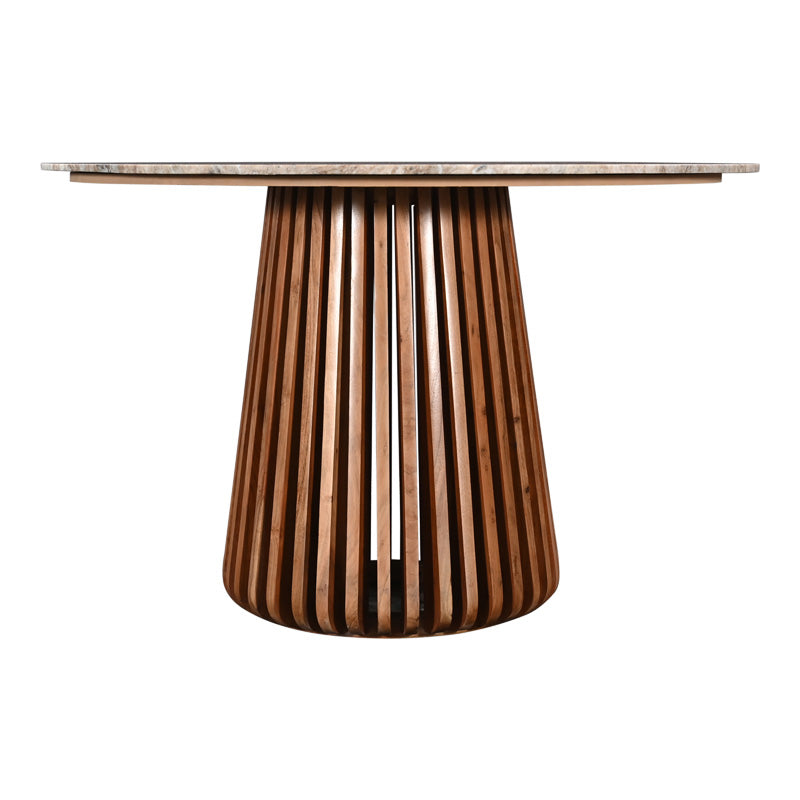 Маса Мable масивно акациево дърво в естествен цвят и мраморен плот d120x76cm