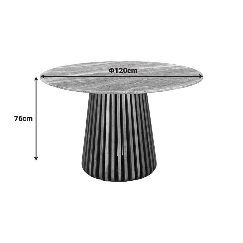 Маса Мable масивно акациево дърво в естествен цвят и мраморен плот d120x76cm