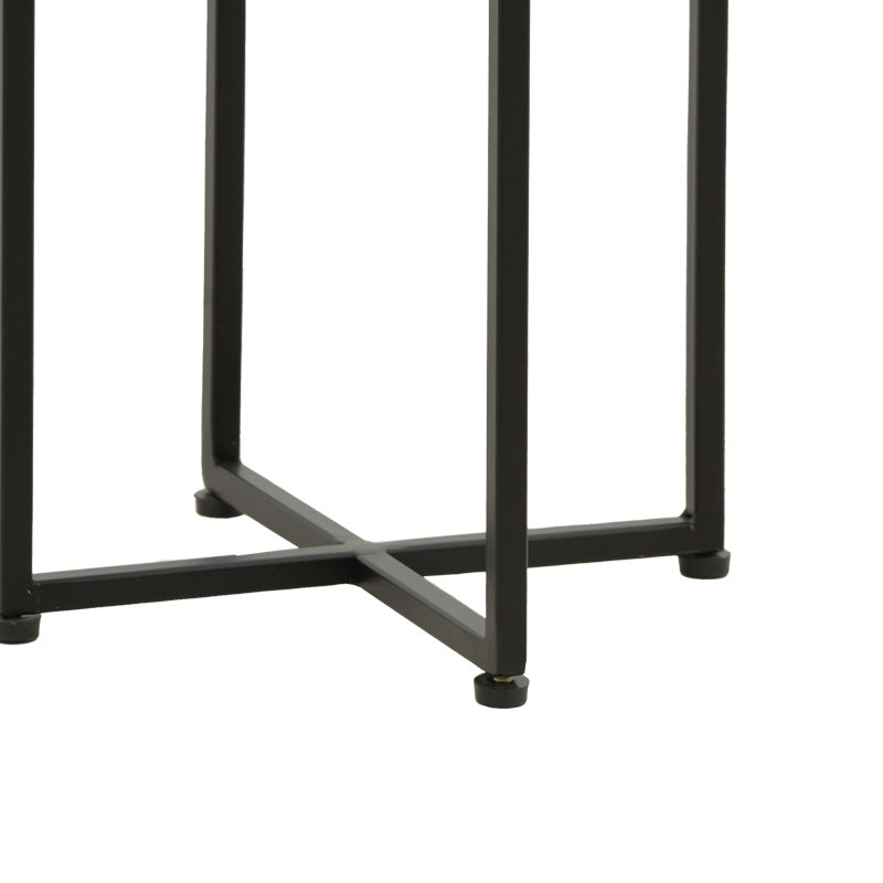 Помощна маса Miles  масивно акациево дърво в естествен нюанс с черни метални крака 29x29x54см