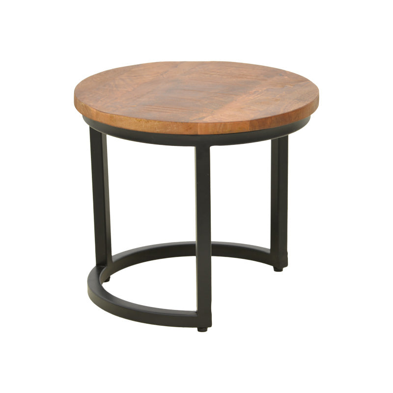 Комплект холна маса Frina от 3 броя мангово дърво в цвят орех с черен метален крак