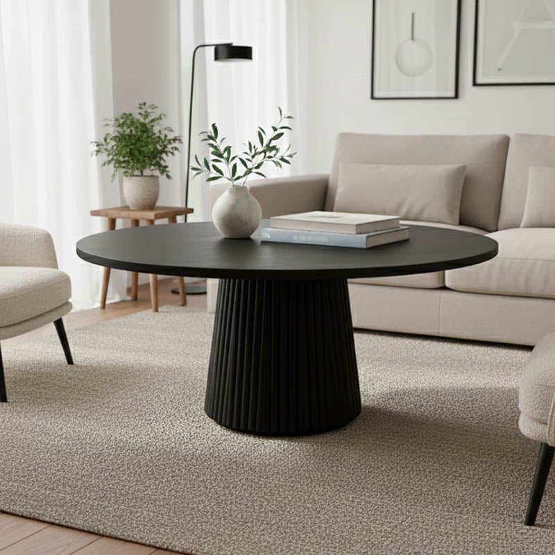 Маса Tully  масивна акация, черна, d80x40 см