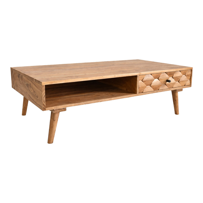 Холна маса KALDIO масивна акациева дървесина в естествен цвят 120x60x40см
